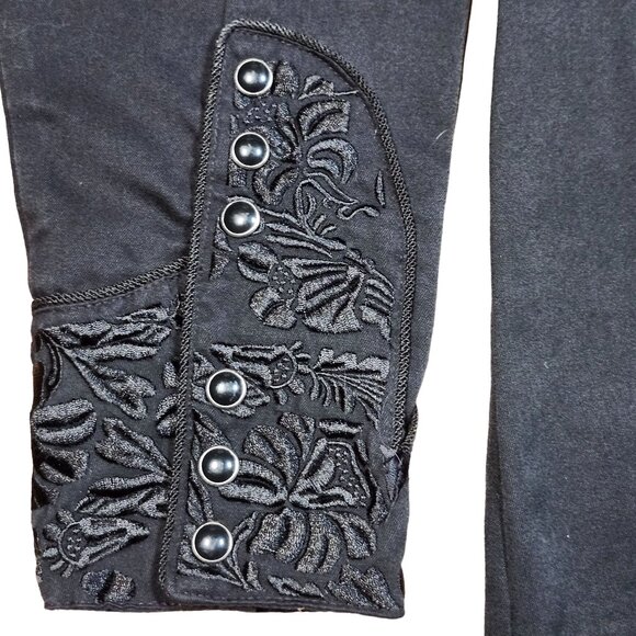 Scully Western Embroidered Flora Flowers Black Button-Up Shirt Medium - Picture 11 of 16